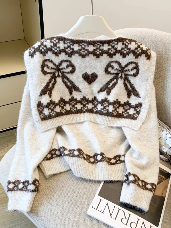 

Новый весенний комплект: свободный вязаный топ с длинными рукавами и накидкой на плечи для женщин, повседневный комплект из двух предметов для осени и зимы