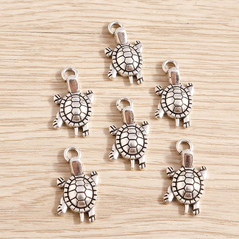 15 Stück 12x22mm Cartoon-Legierungs-Schildkröten-Anhänger für die Herstellung von Ohrringen, Halsketten, Armbändern, DIY-Bastelarbeiten und Schmuckzubehör – Detail 4