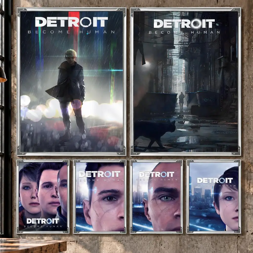 Game Detroit Become Human Sci Fi Drama Poster HD Self-Stick Wall Decor Bedroom Dorm Office Gaming Garage Bathroom Gift
