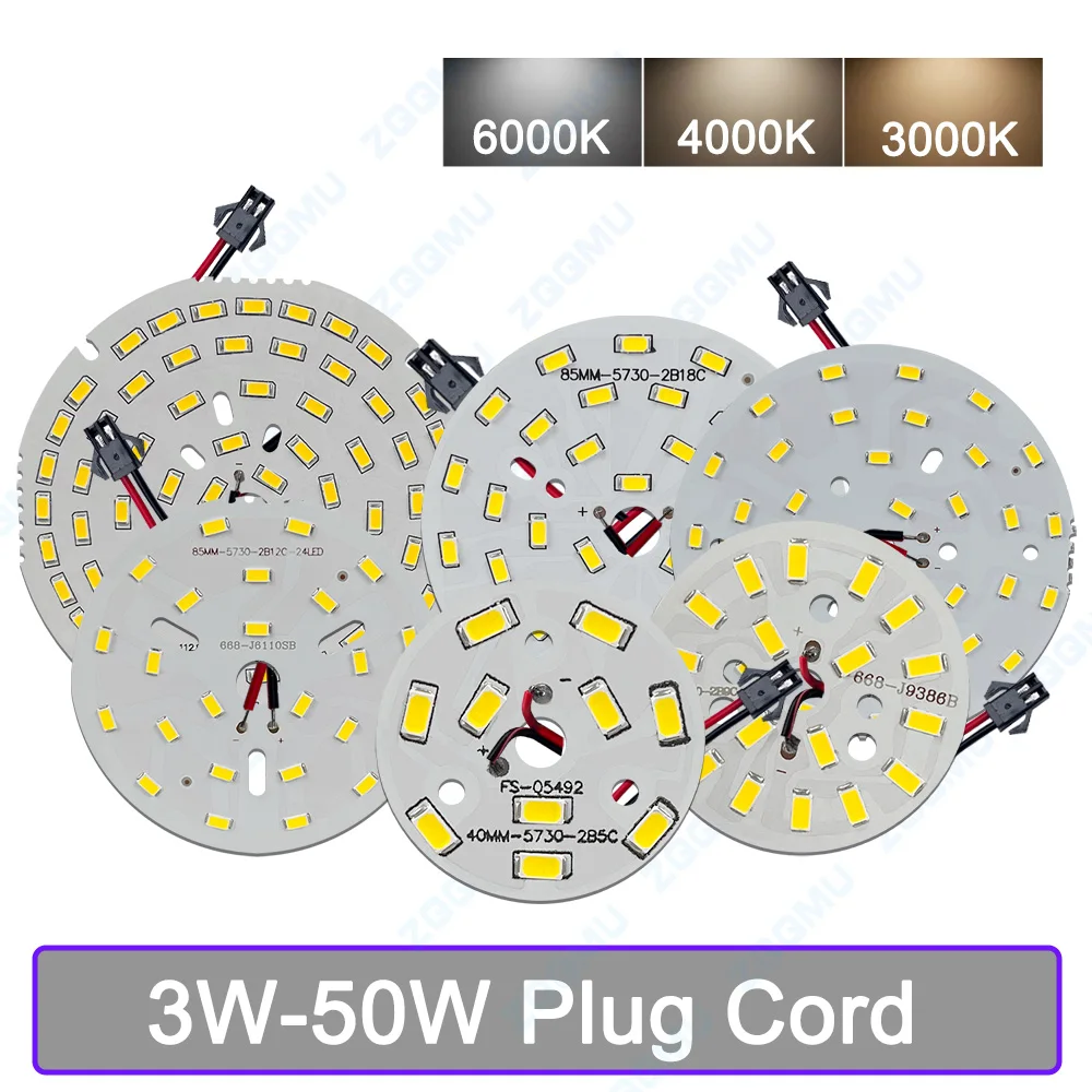 1PCS Round Aluminum LED PCB Light Source 3W 5W 9W 12W 15W 18W 24W 36W 50W DIY Bulb Modification Lamp Bead Panel Accessories