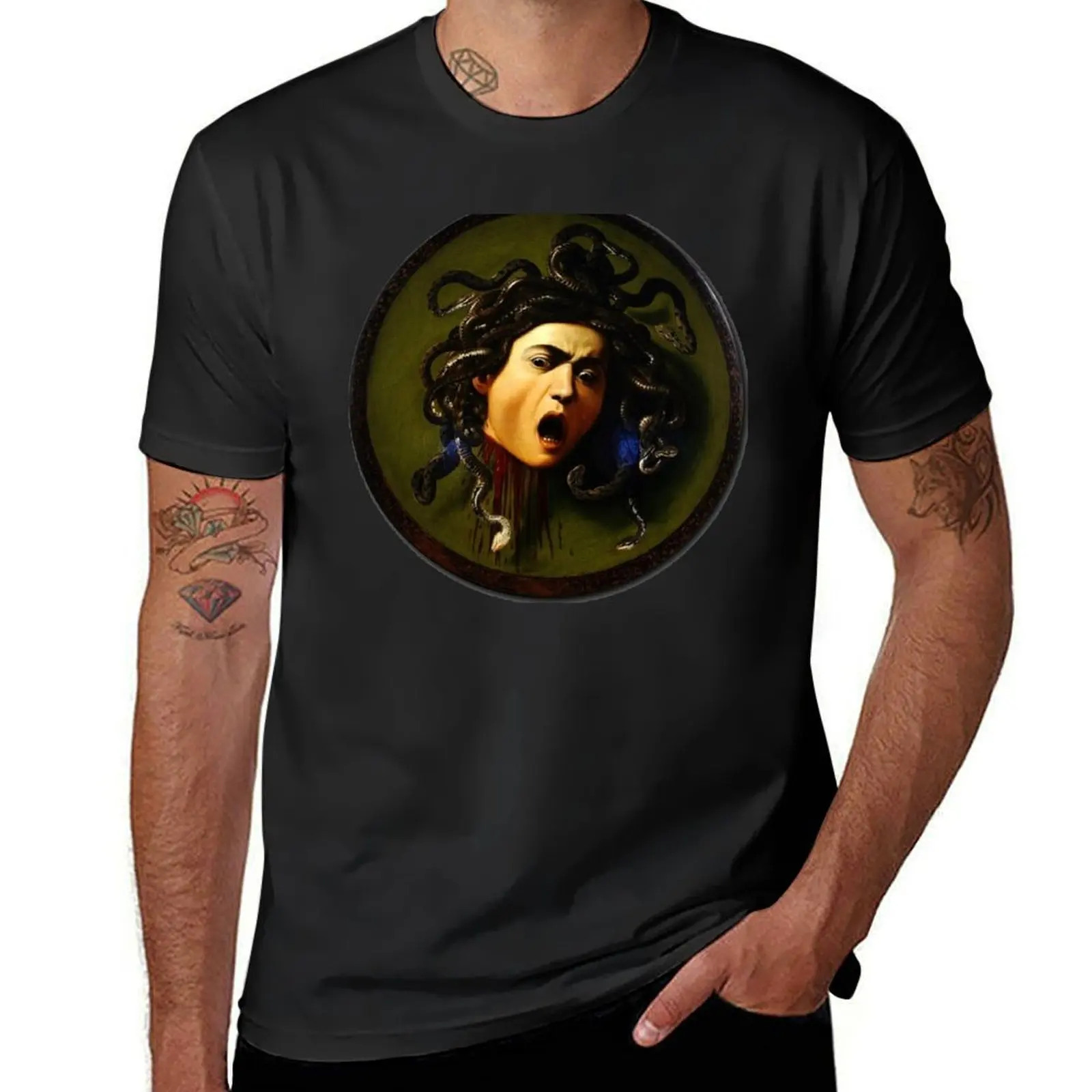 “Head of Medusa” by Caravaggio Medusa Adult Halloween T-Shirt quick-drying summer tops sweat shirts, men