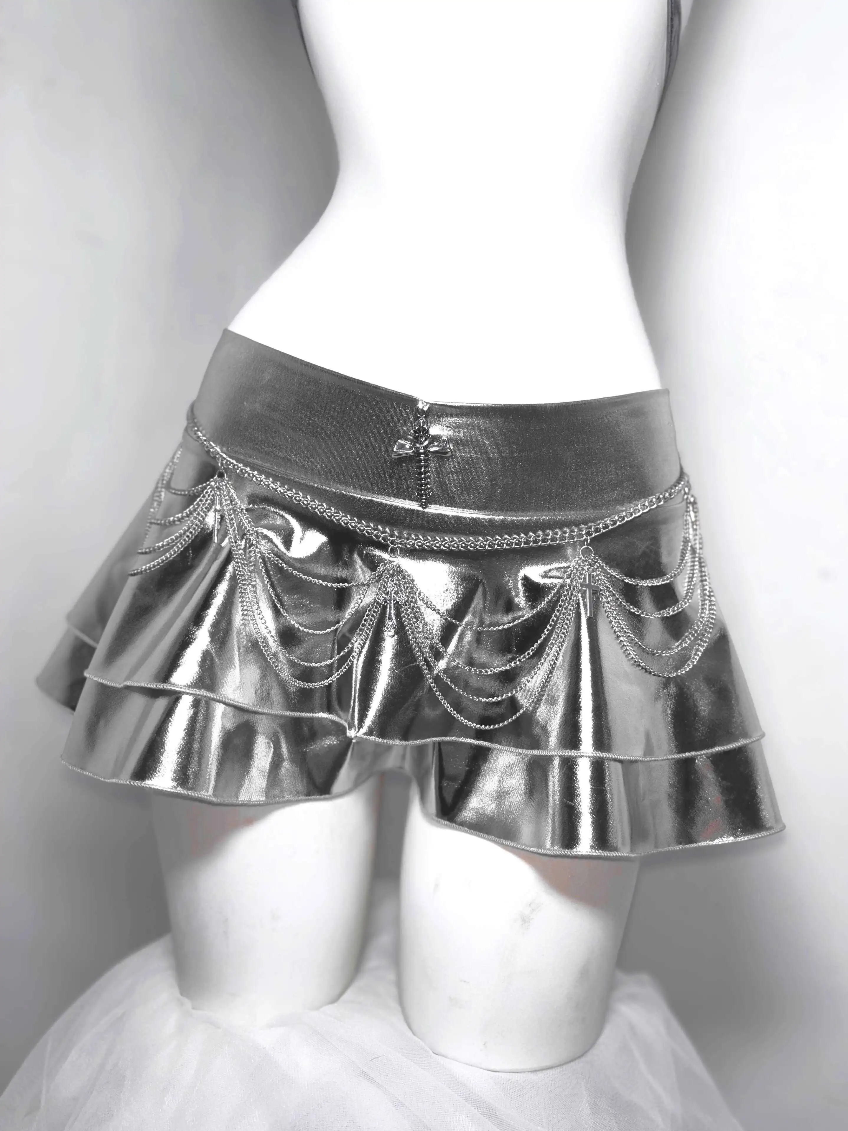 TDH Sottocultura Tecnologia futura Catena di ferro Croce Catena cava Giunzione Set da ragazza calda in argento sexy