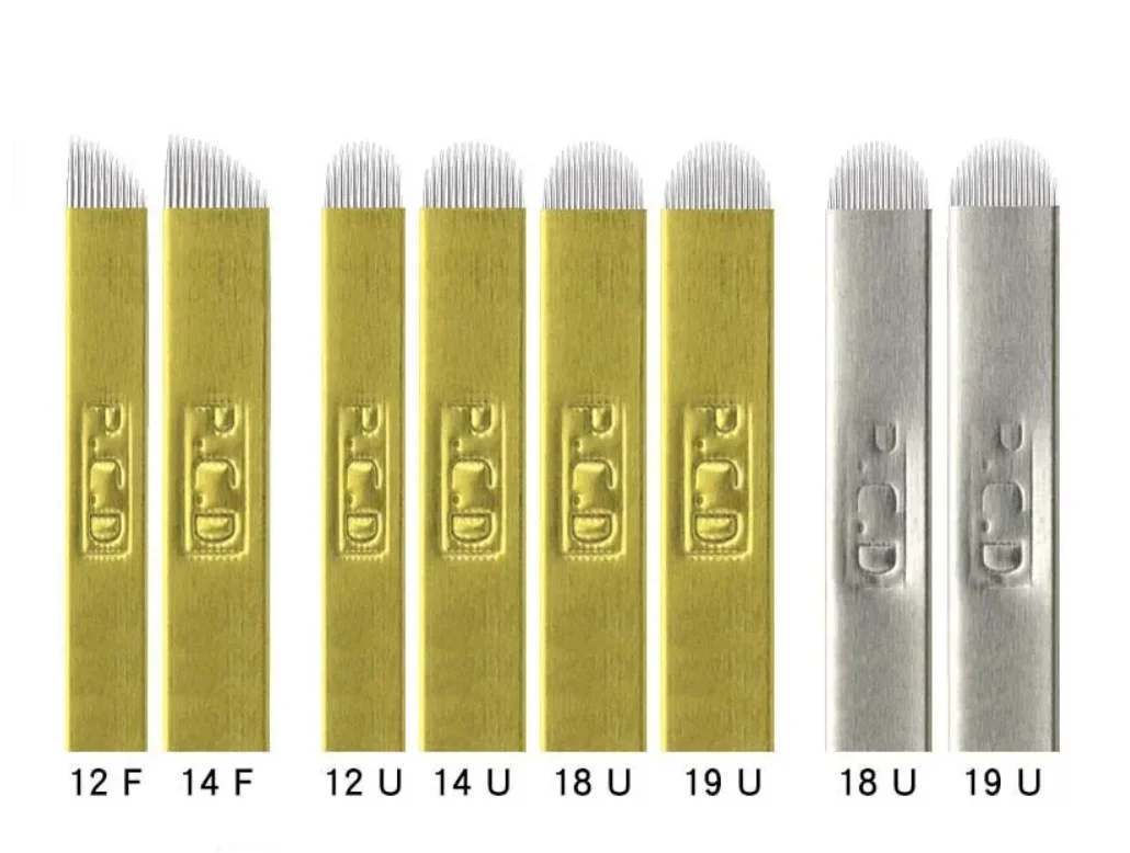 500 قطعة فضي/ذهبي Tebori PCD 12 14 18U شفرة Microblading إبر الوشم دليل تجميل دائم للحواجب المهنية #6