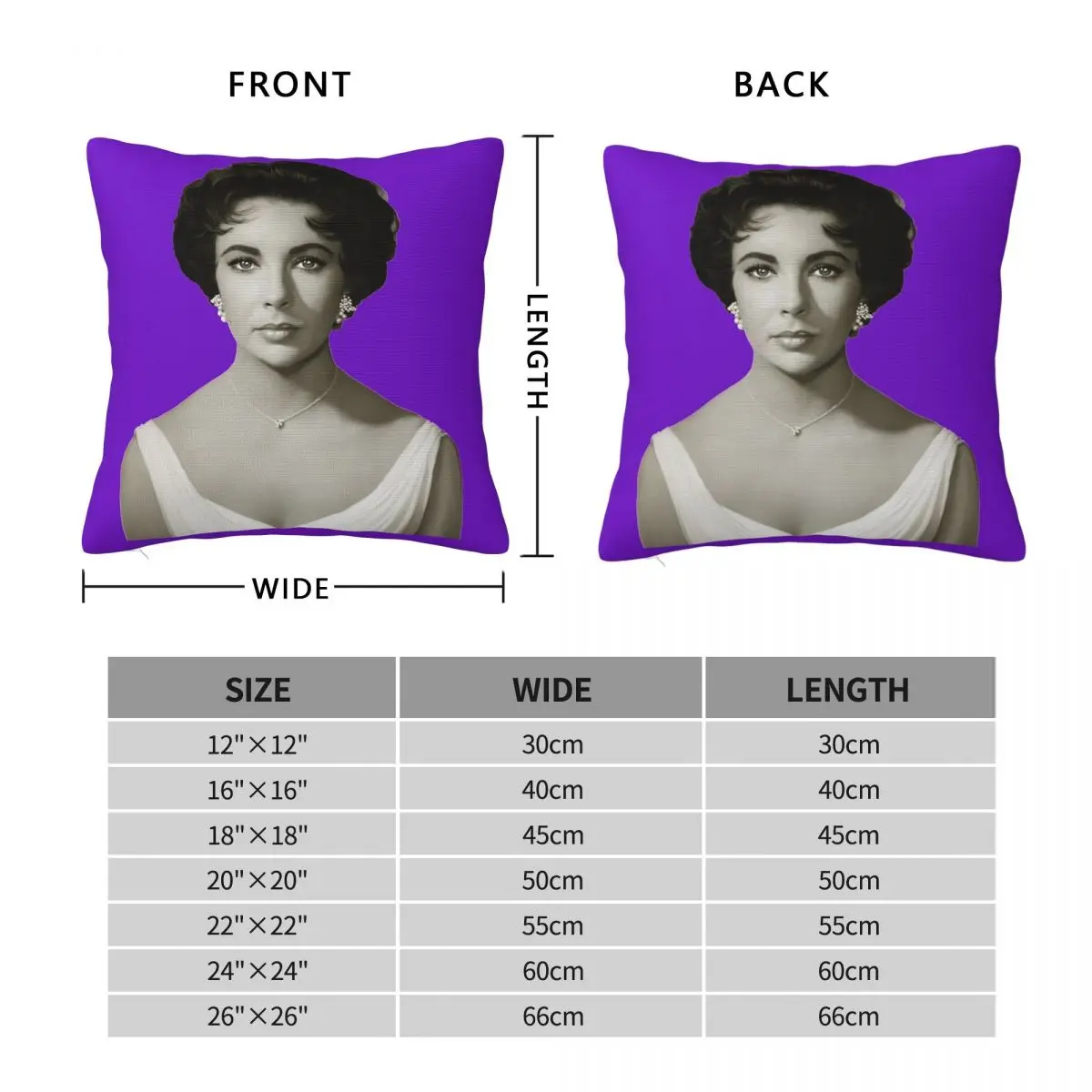 Elizabeth Taylor Portrait Square Pillowcase Polyester Linen Velvet Pattern Zip Decorative Throw Pillow Case Home Cushion Case