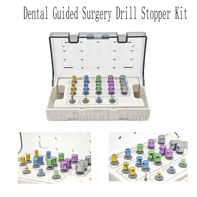 19 Pcs/Set Dental Universal Dental Implant Drills Guide Positioning Drill Kit Implant Guide Pins Depth Limiters Set Dentistry