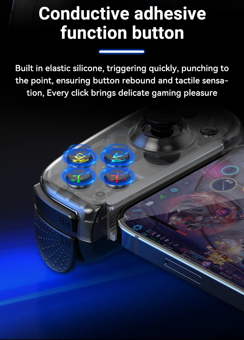 D6mini Ausziehbarer Spielcontroller mit Hall-Joystick, Kabelgebunden und Kabellos, Bluetooth, für Switch, Android, iOS, PC, Streaming – Detail 6