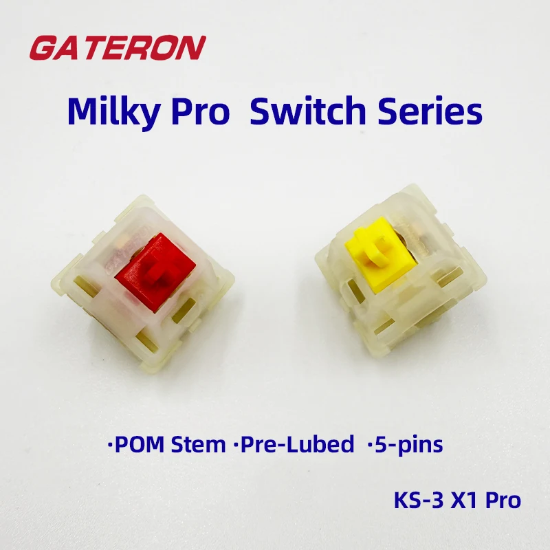 Gateron Milky Pro Switches Milky Yellow Pro Red Linear Pre Lubed Switch SMD RGB Mx Stem Switch for Mechanical Keyboard 5pin