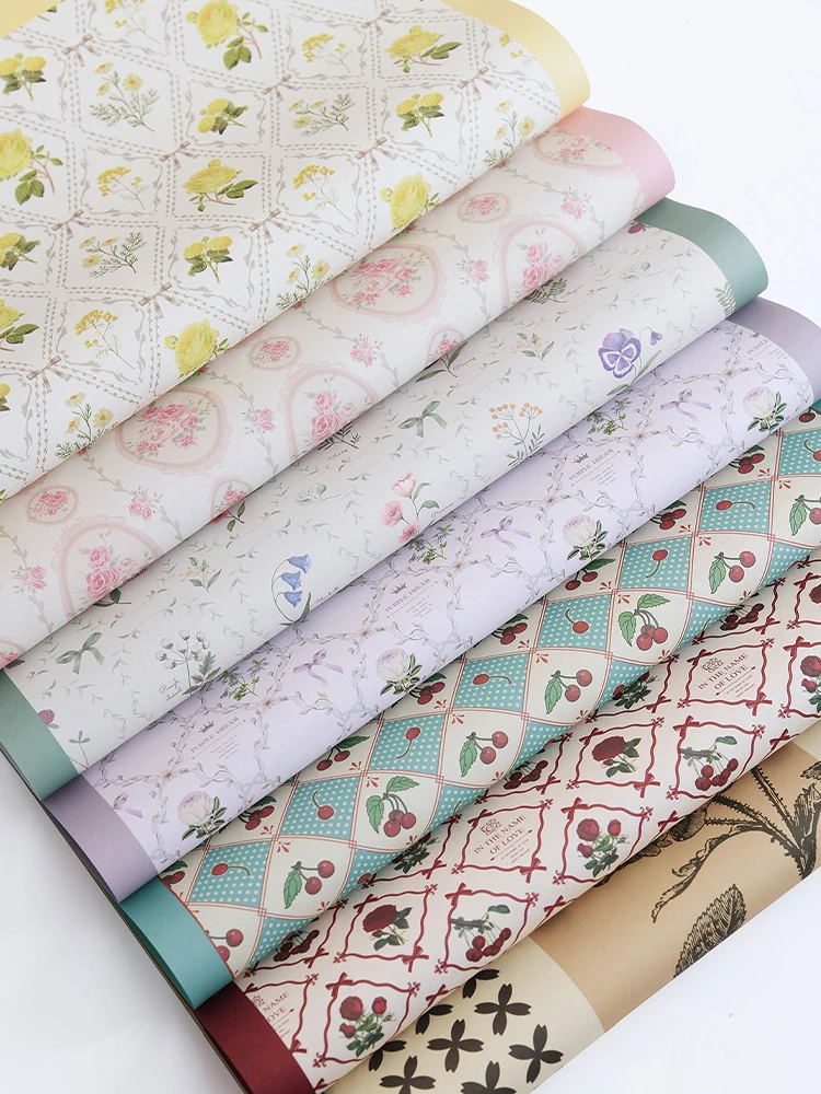 Art Mesh Floral Series Flower Wrapping Paper Waterproof Cotton Paper Bouquet Gift Packaging Paper Kraft Paper Sheets