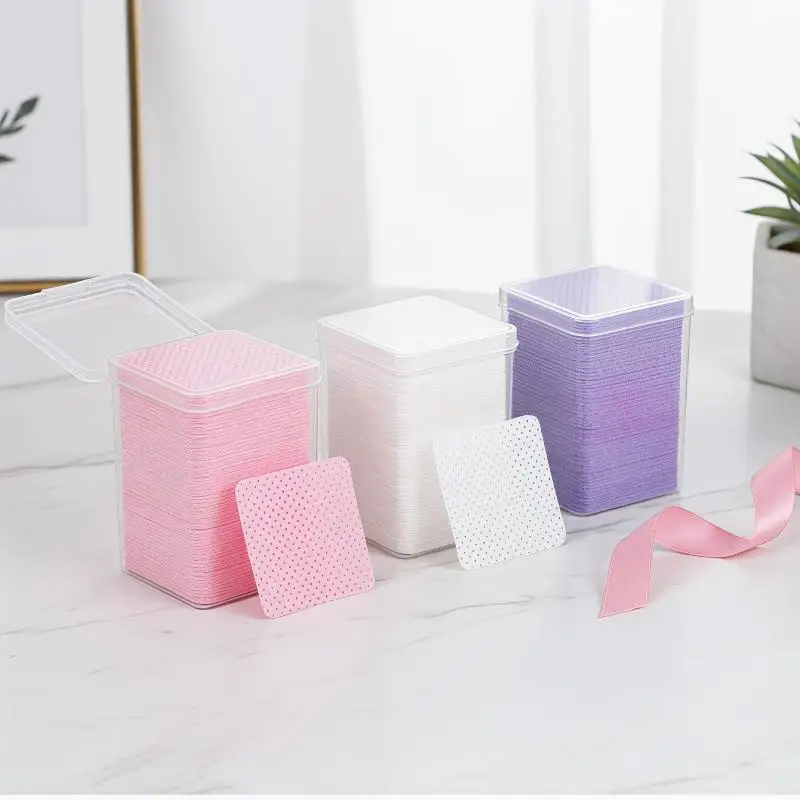 200pcs/Box Lint Free Nail Wipes Gel Nail Polish Remover Wipes Absorbent Cleaning Pad