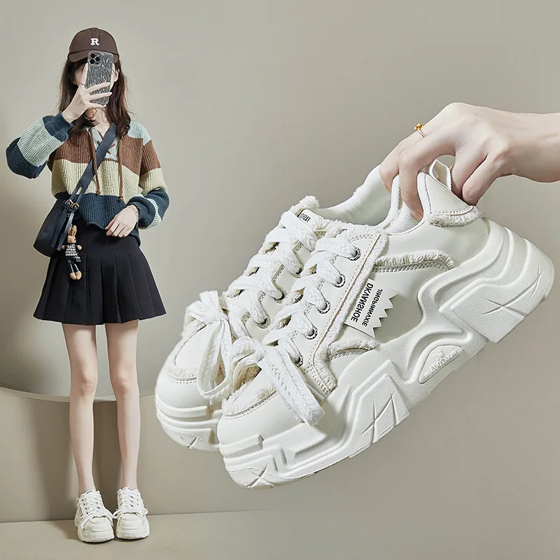Women's Spring Autumn Thick-Soled Sports Running Shoes Casual Height-Increasing Outdoor Trendy New Jogging Dad Shoes for Youth