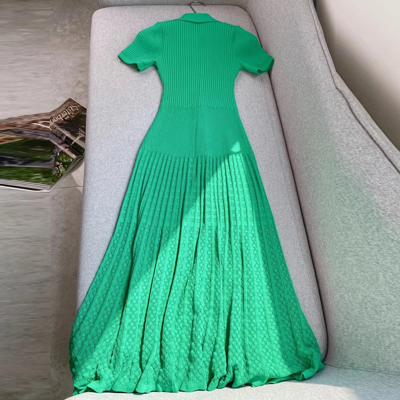 YuooMuoo Summer Maxi Dress Women Knit Black Green Long Bodycon Korean Fashion Ruffle Ladies Dresses Elegant Office Women Dress