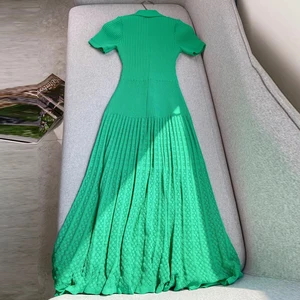 Yuoomuoo-Long bodycon mesh-mesh for women, black and green, elegant maxi dresses, Korean fashion, pleated, office ladies, summer 10 Main Sales Long Green Dress - №6
