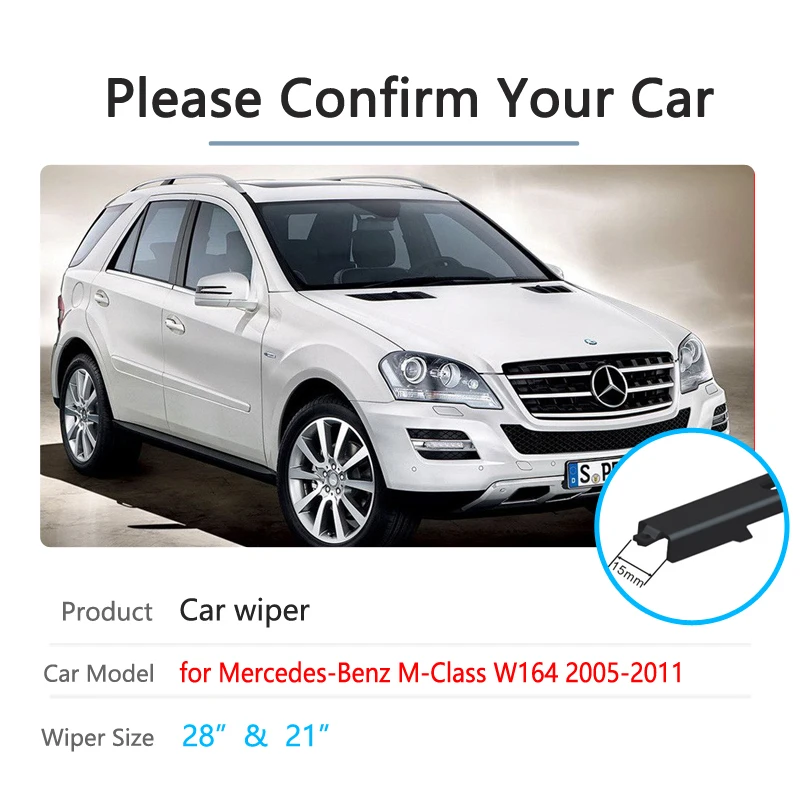 Car Wiper Blades for Mercedes Benz M ML Class W164 2005 2006 2007 2008 2009 2010 2011 Windscreen Windshield Car Accessories Wash