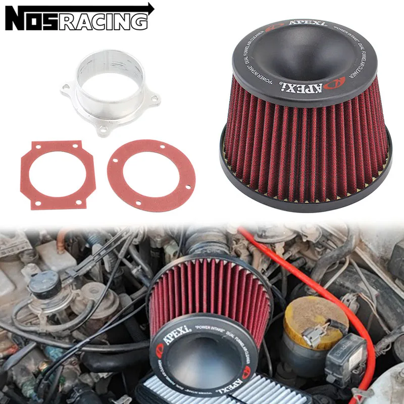 JDM Air Filter For Apexi Universal High Flow Racing Cold Air Intake Dual Funnel Adapter Airfilter Cleanner