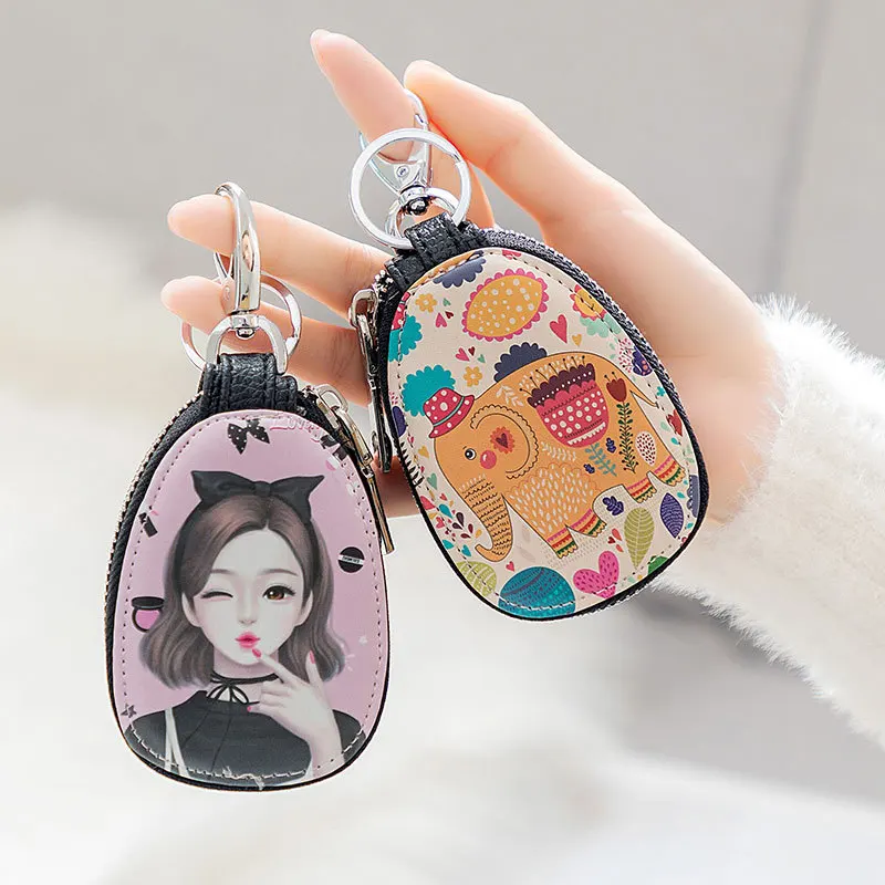 

Fashion Graffiti Design Women Girls Key Bag PU Leather Key Wallets Housekeepers Car Key Holder Case High Quality Keychain Pouch