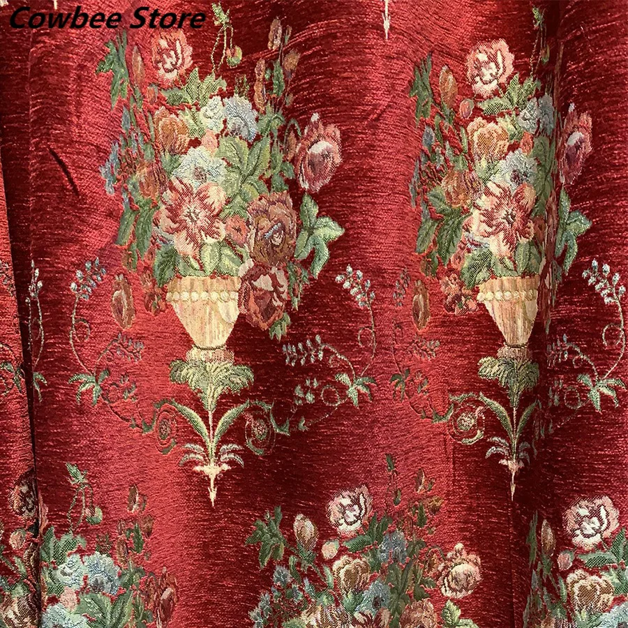 

American Chenille Jacquard Curtains Living Room Bedroom Balcony Jacquard Curtains Blackout Heat Insulation Thick Fabric