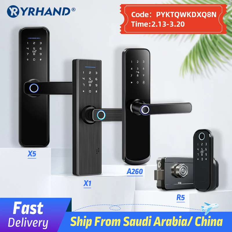 

SA Fast Shipping cerradura intelige Waterproof Tuya Biometric Fingerprint Security Intelligent Password Electronic Door Lock