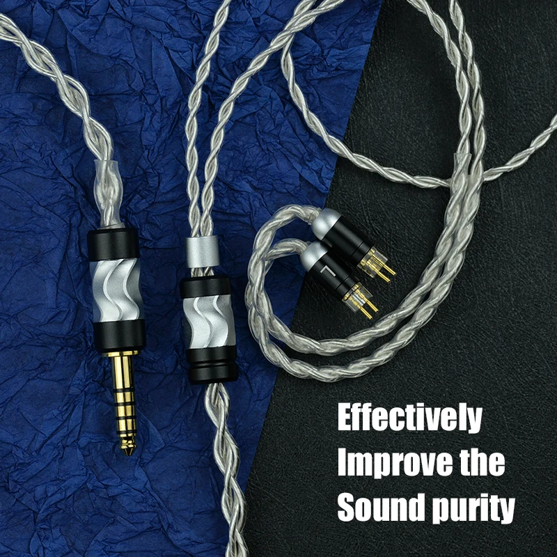 Yongse Glacier 4-rdzeniowy ulepszony kabel do słuchawek pojedynczy miedziane z kryształami pokryty srebrnym 3.5 4.4 /0.78 MMCX Balance Cable dla IME