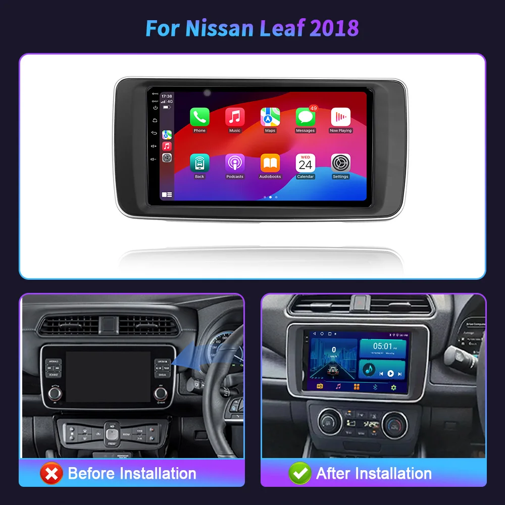 Android 14 For Nissan Leaf 2018 Car Radio Multimedia Video Player Navigation 4G GPS WIFI Wireless Bluetooth Carplay Touch Screen