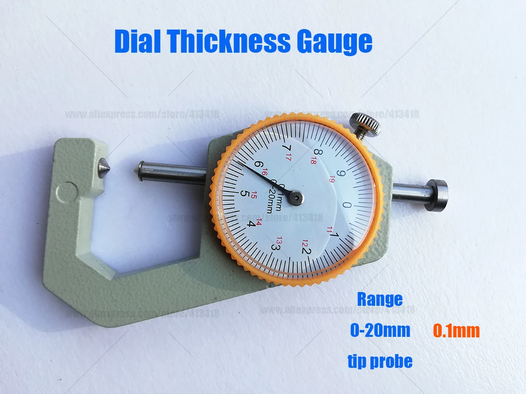 0-10mm0-20mm 0.1mm Resolutie Wijzerplaat Diktemeter Leer Flim Papier Sieraden Buis Gebogen Tip metalen Handheld Meter Tester