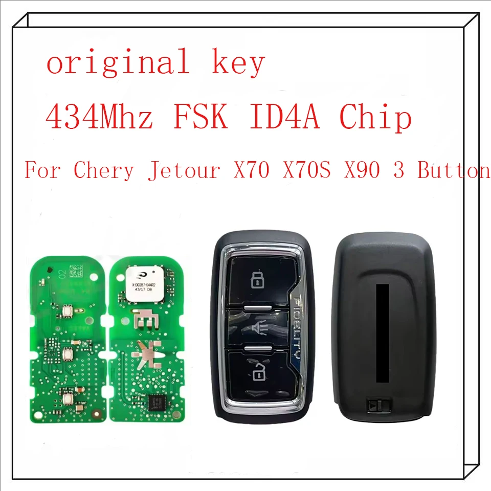 Original 3 Buttons for Chery Jetour x70 (Fidelity) Smart Remote Key 4A Chip 433MHZ