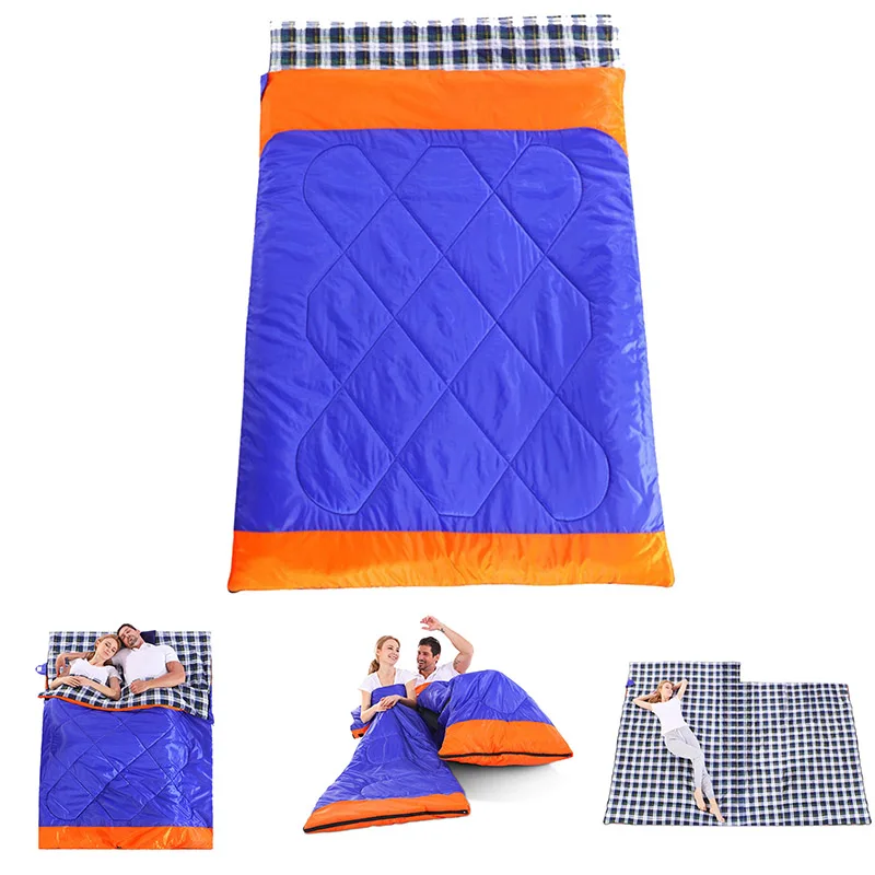 3 in 1 Couple Adult Sleeping Bag Envelope Style Outdoor Camping Indoor House Hold Luch Reast Keep Warm Can Be As 2separate Ones