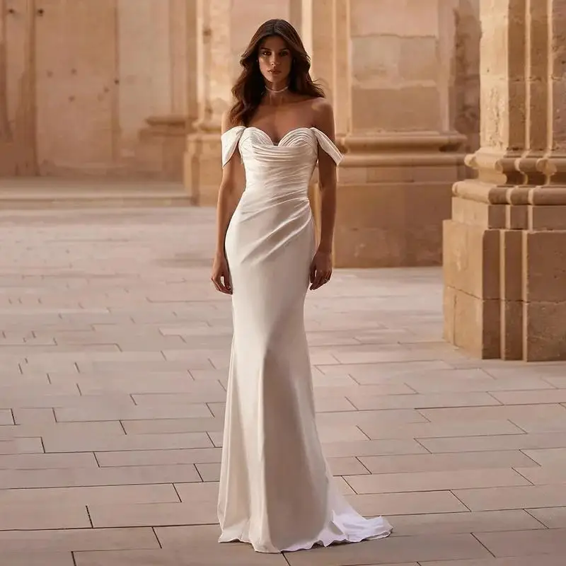 

Customized ivory white Mermaid Sexy Sweetheart Short Wedding Dress Off Shoulder Backless Bridal Gowns Vestidos De 15 Años ﻿