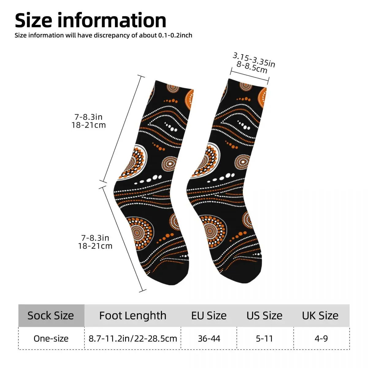 Funny Crazy Sock for Men Circles Rings Hip Hop Harajuku Australian Art Happy Pattern Printed Boys Crew Sock Novelty Gift