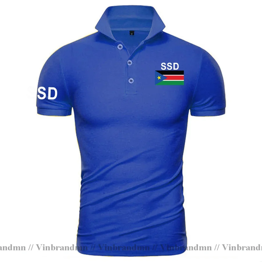 South Sudan Polo Shirts Men Short Sleeve Classic Brands Printed For Country 100% Cotton Shirt Nation Team Flag Tops Sudanese SSD