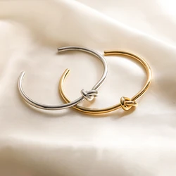 NEWBUY 2026 New Arrival Silver/Gold Color knot Design Bangles For Women Non-Fading Stainless Steel Jewelry