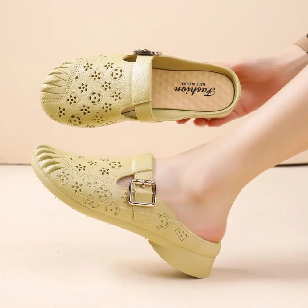 Fashion Soft PVC Slippers Women Hollow Flower Non-Slip Slides Sandals Shoes Half Drag Beach Flats Slippers Bath
