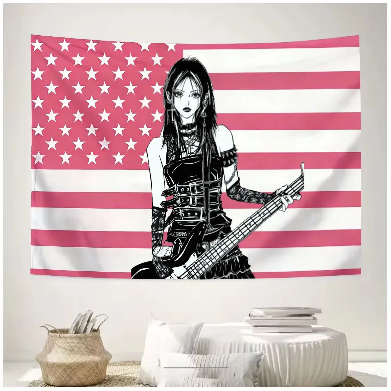 VIKAMA NANA Tapestry Punk-style Electric Guitarist Suitable For Bedroom Dormitory Aesthetic Wall Hanging Decor A Perfect Gift
