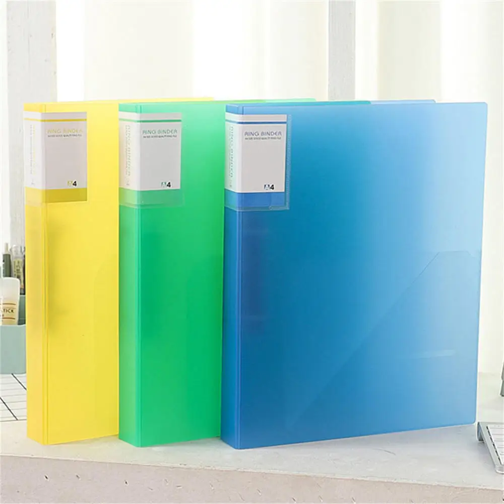 A4 Transparent File Folder Display Book 2 Hole Binder Folders Pink Blue Black Waterproof Document Organizer Ring Binder