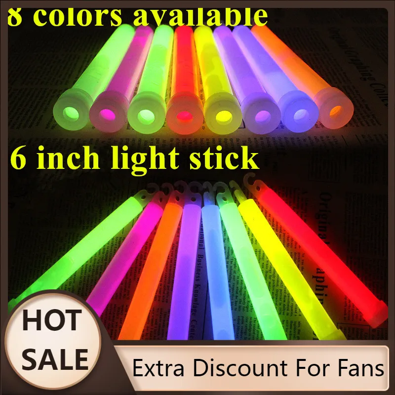 2022 Fashion New 6 pollici Multicolor Glow Stick Chemical Light Stick campeggio decorazione di emergenza Party club forniture fluorescenti