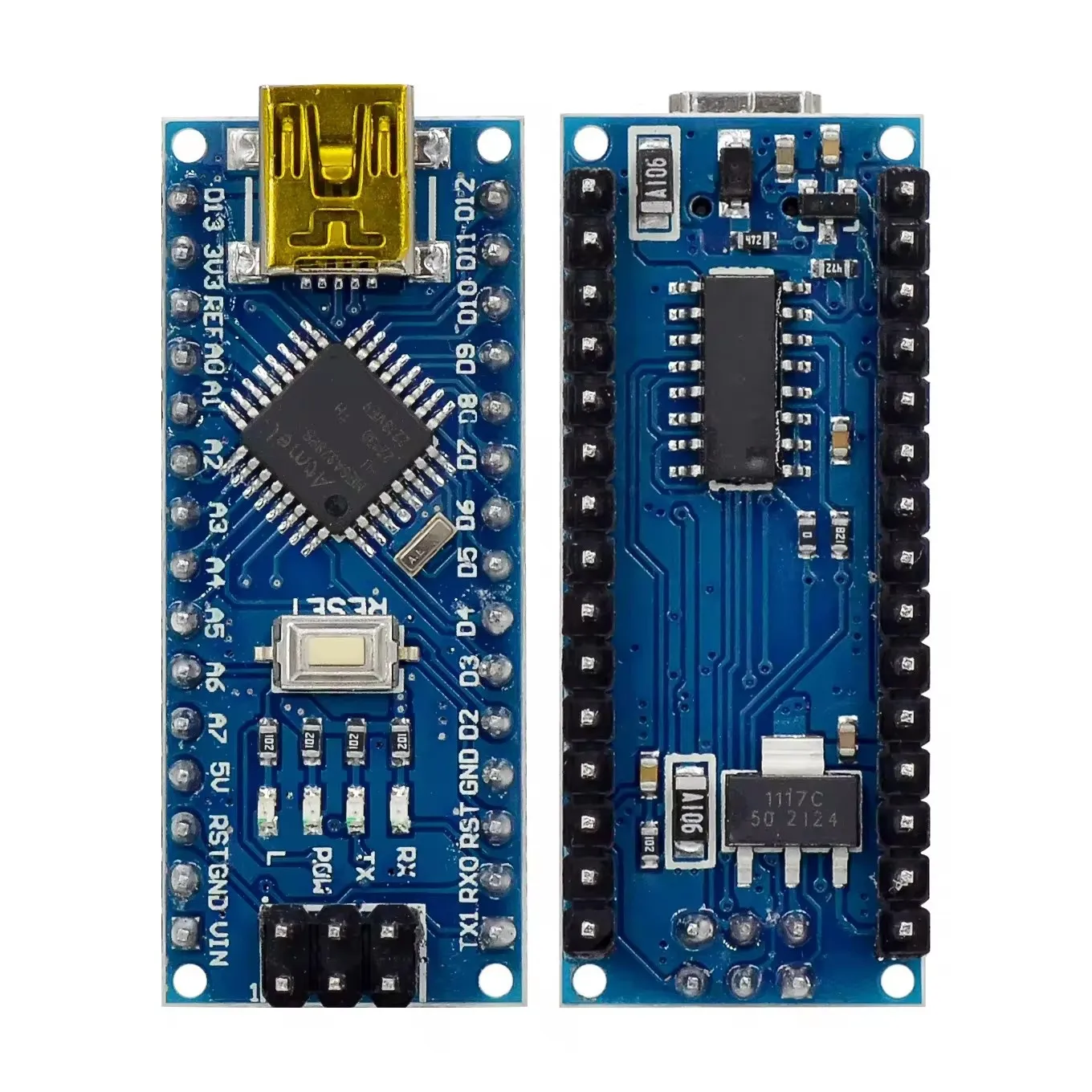 2pcs Nano V3 0 ATmega328P Development Board Compatible with 2014 Version Bare Board No Pins No Cable for DIY
