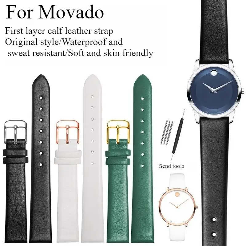 Correa de reloj de cuero para hombre y mujer, Original MOVADO Museum Classic BOLD Modern 47 0606610/0606877/4231/6610/7253/7260/7429/7389