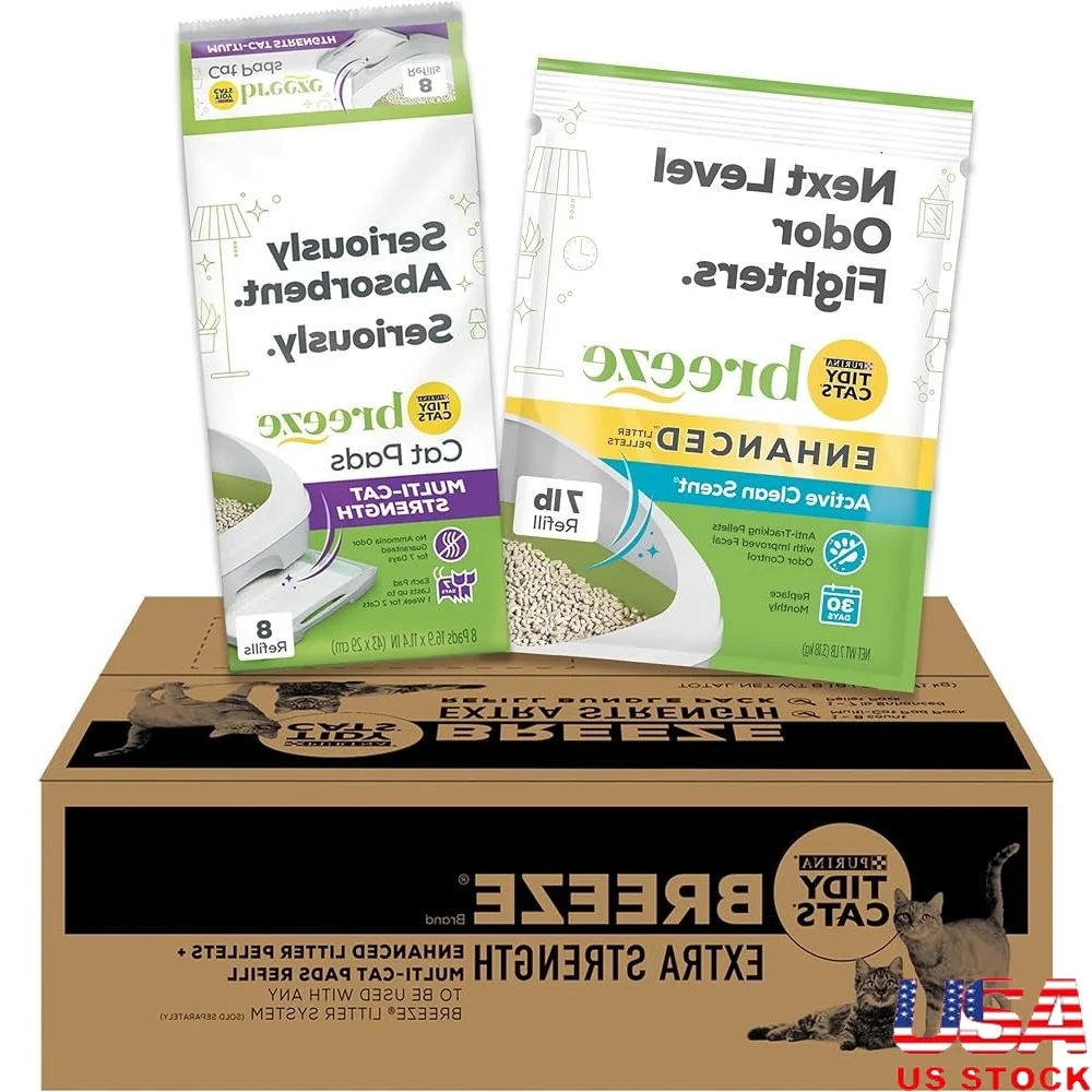 

Purina Breeze Cat Litter Extra Strength Refill Package Enhanced Pellets Multi Cat Pads Ammonia Block Anti Tracking Non Clumping