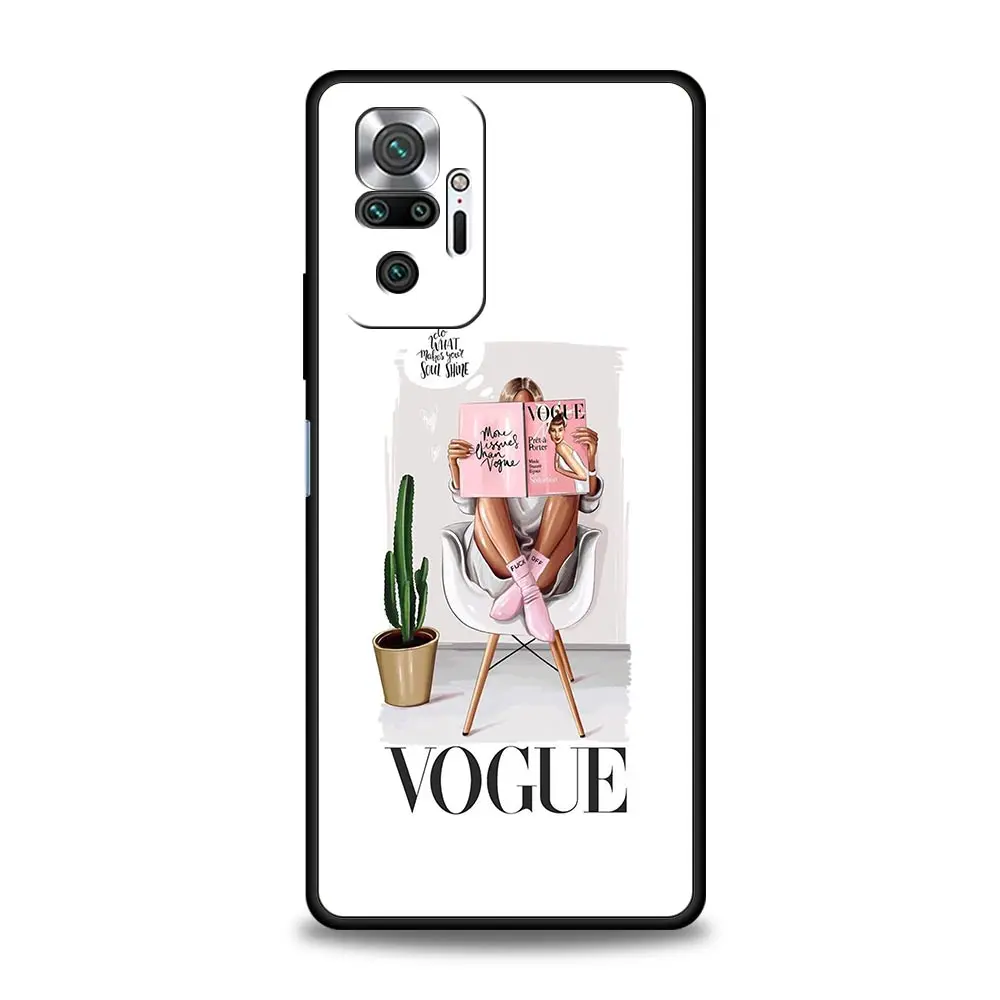 Phone Case For Xiaomi Redmi Note 14 13 12 5G 9S 9 10 11 Pro Plus 4G 9T 14C 13C 12C 10C 9C 9A Soft Cover Girl Women Coffee Miss