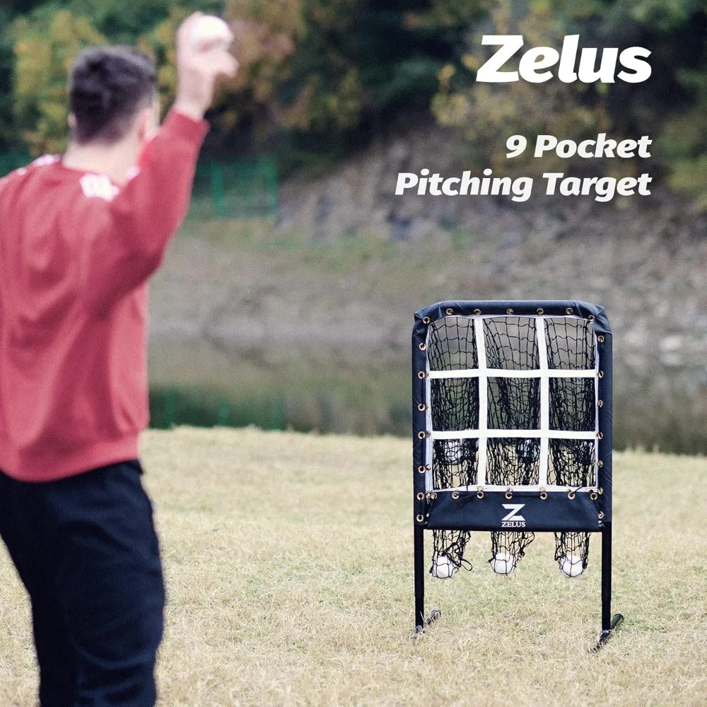 Baseballnetz mit Zieltaschen, Pitching-Netz mit Schlagzone, tragbares Pitcher-Trainer-Netz