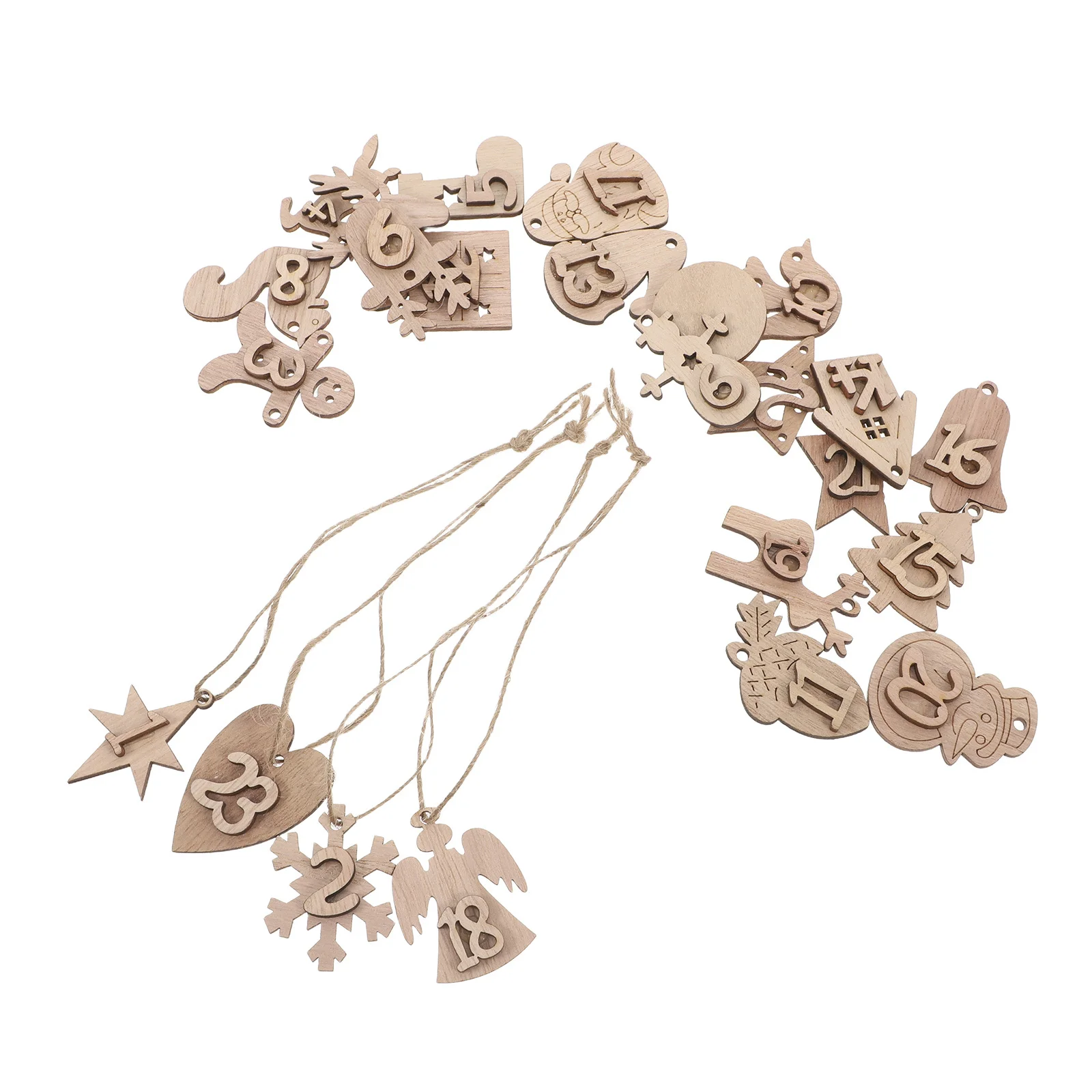 

24Pcs Wooden Label Christmas Calendar Pendents Creative Hanging Bag Decor Xmas Ornament Xmas Tree Hanging Decorations Holiday