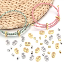 4sets Copper Double Hole Adjustment Clasp Beads Stopper Spacer Beads Rope End Caps Connector For DIY Jewelry Making Bracelet