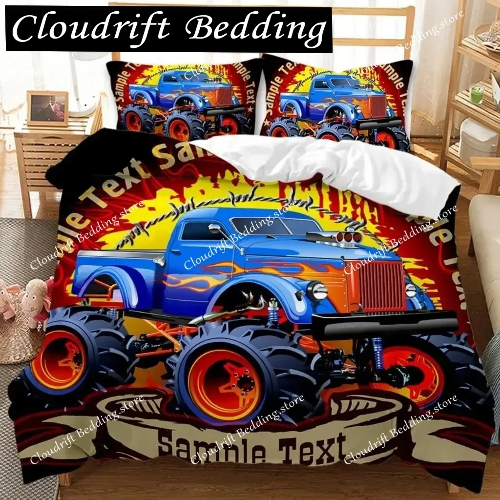 

Комплект постельного белья с рисунком строительной техники: пикап, внедорожник. Полиэстер. Размеры: двуспальный, королевский.