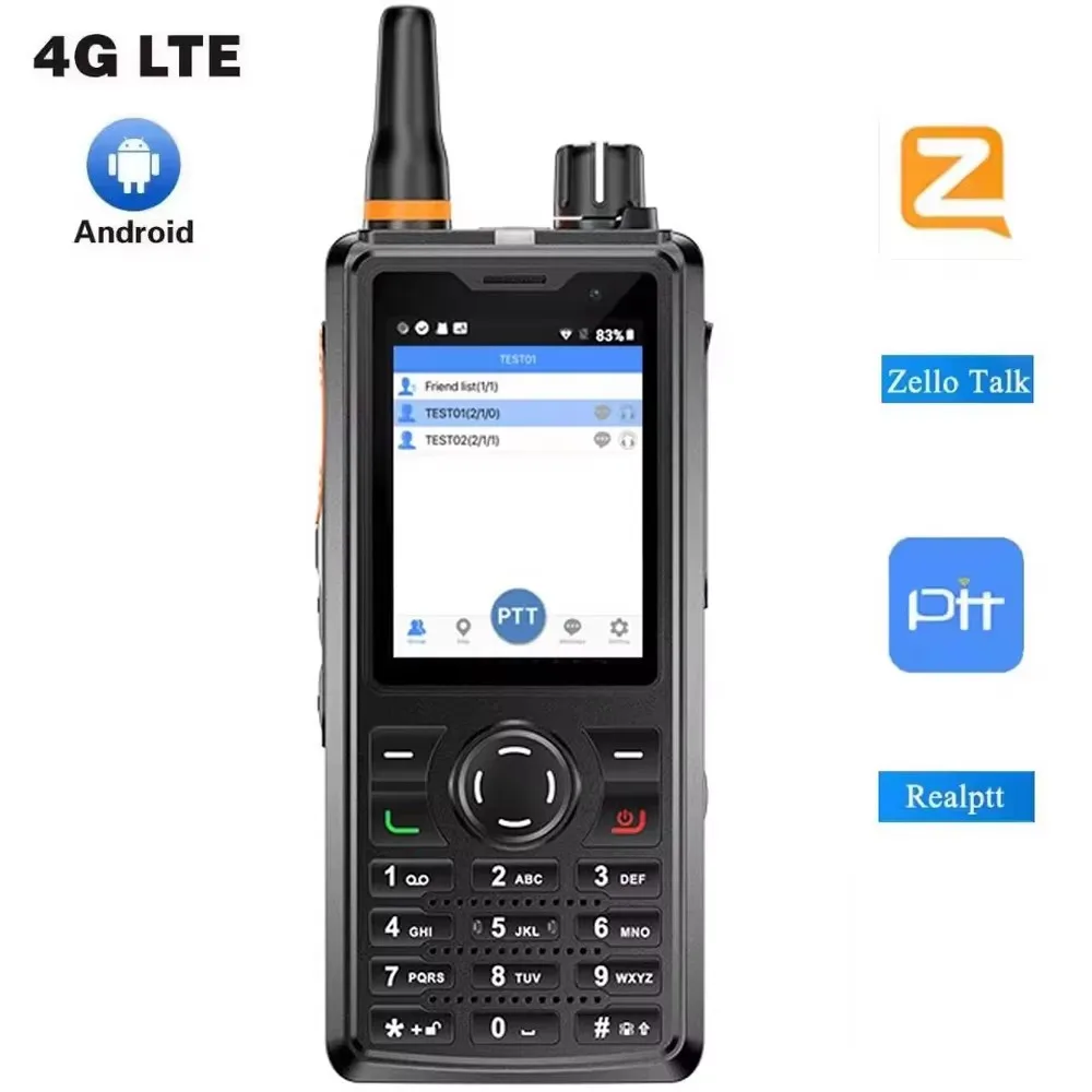 ANYSECU T60 안드로이드 8.1 4G 네트워크 라디오 WIFI GPS 탑재, ZELLO Real-ptt Echolink POCstar F41 POC 무전기와 호환 가능