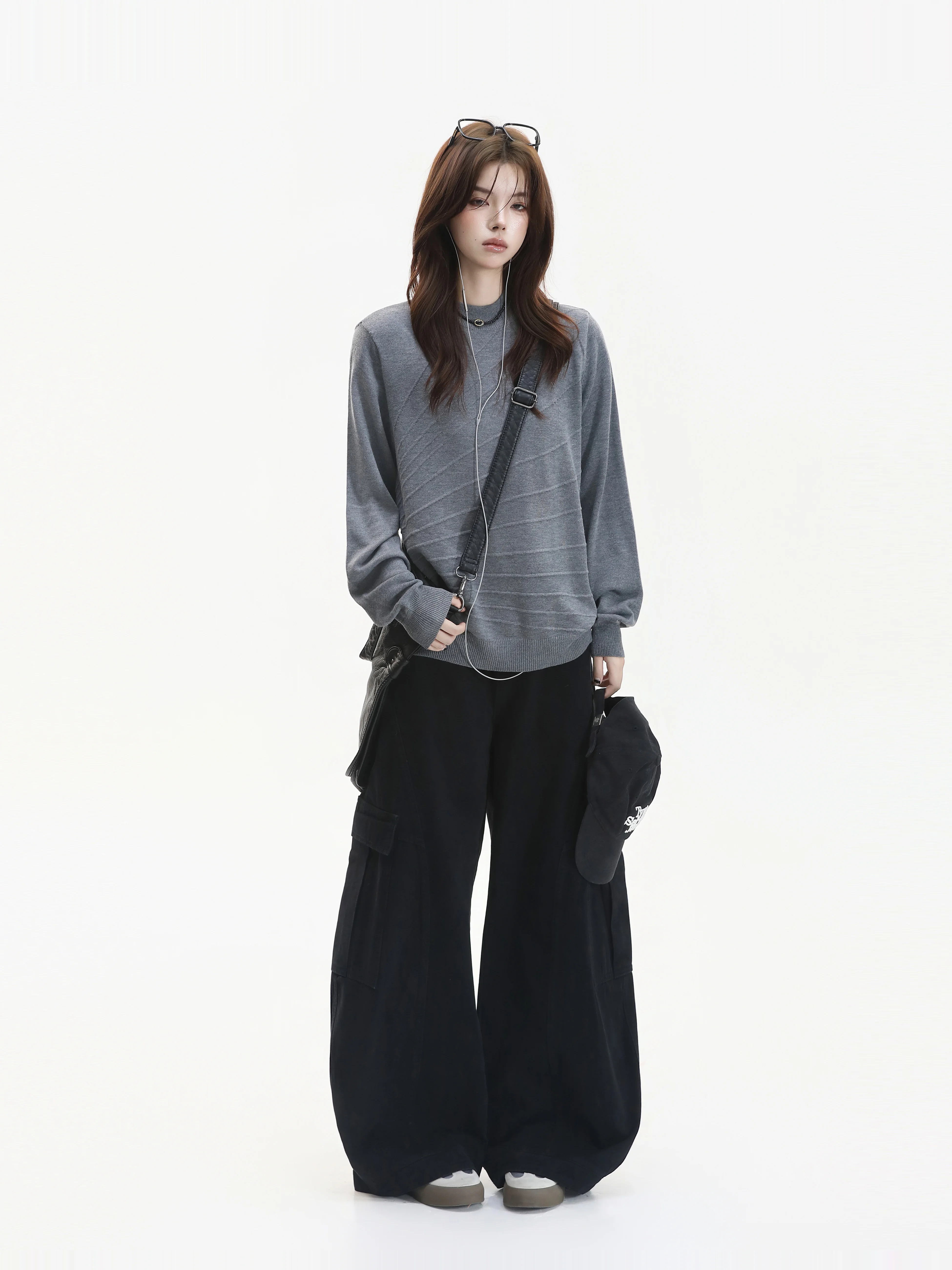 Vintage Stripe Knit Sweater Couple Loose Fit Autumn Warm Casual Style Polyester Acrylic Nylon Wool Blend round Neck Sweater