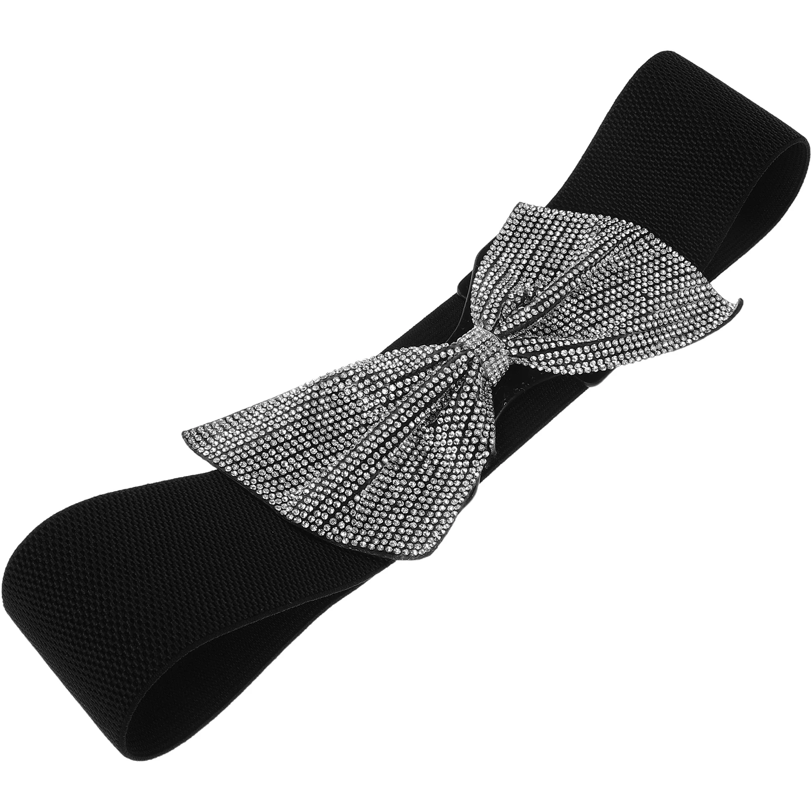 

Women's Decorative Belt Bow for Stretch Waist Stylish Stretchy Tie Lady's Rhinestones Elastic Miss