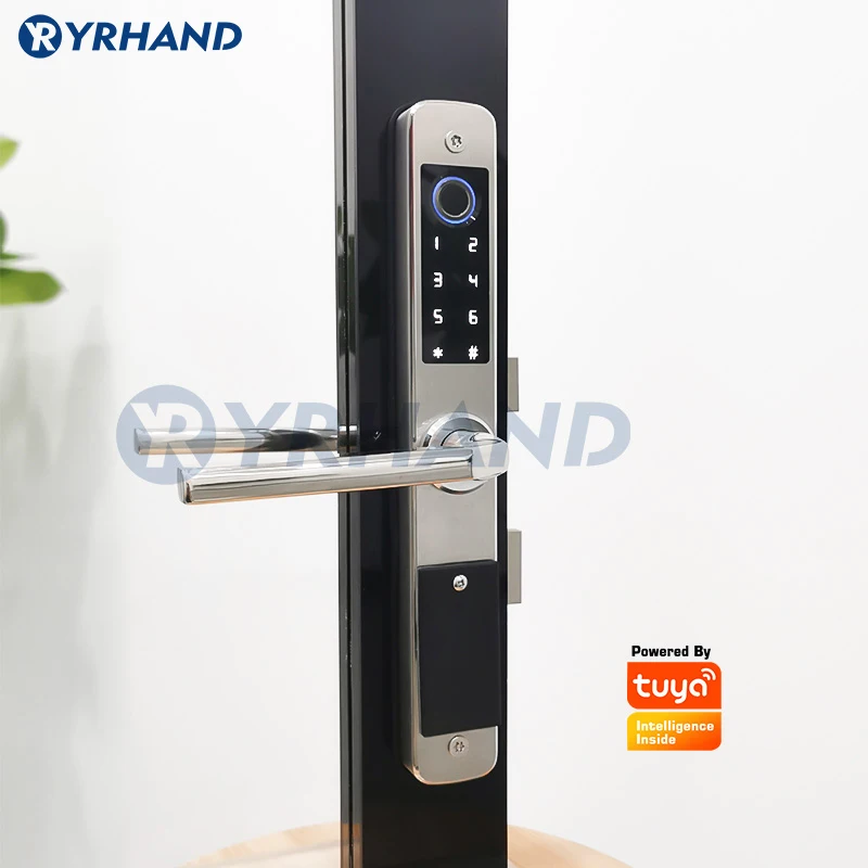 Waterproof Outdoor Easy to install Fingerprint TUYA WIFI APP RFID Card Code Keyless Smart Electronic Door Lock Aluminum/Sliding