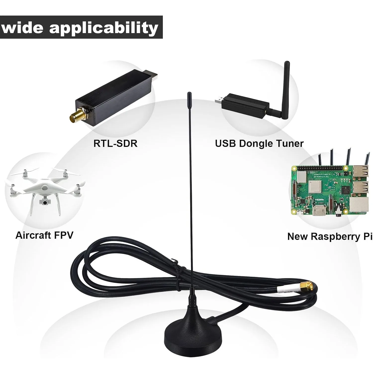 433MHz Omnidirectional Small Suction Cup Antenna RG174 3m 5DB SMA Male Connector for Meter Reading and Data Transmission Module