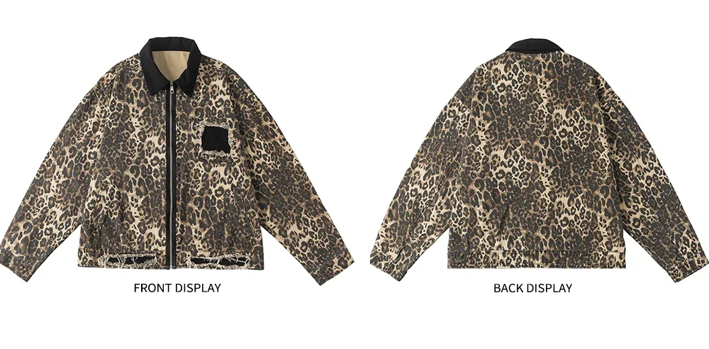 New Arrival Cotton Denim Spring Autumn Leopard Print Zipper Women Bomber Jacket Unisex High Street Casual Chic Coat Vintage Y2K