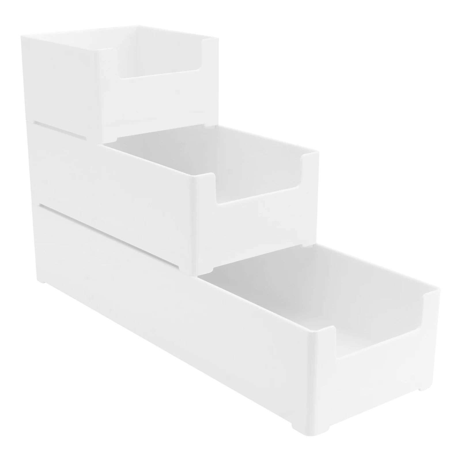 

3 Pcs Storage Box Simple White Abs Bathroom Drawer Organizers Stackable Kitchen Closet Trays Housewares Case