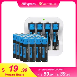 4pc 1100mWh 1.5V AAA Lithium Rechargeable Battery 4 Slot Charger, Constant Output 1.5V 1200 Cycles Mouse, Camera, Power Tools